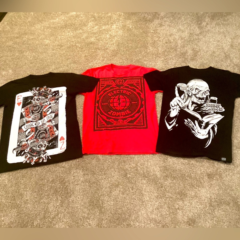 Electric Zombie Cryptkeeper, Kings and EZ Small T-shirt Bundle